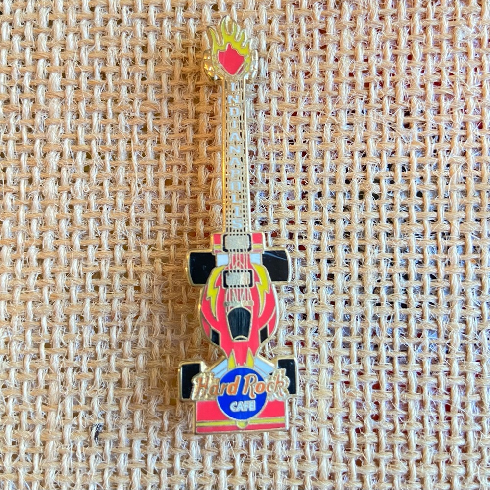 Hard Rock Cafe Indianapolis collectible car guitar lapel pin goldtone and enamel